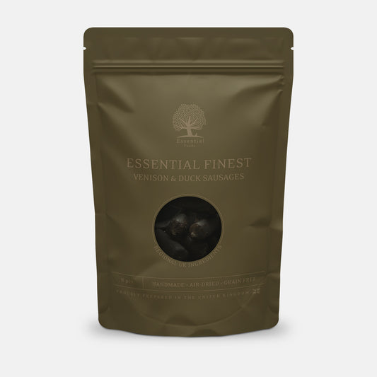 Essential Foods Finest Venison & Duck Sausages Dog Treats 8pcs