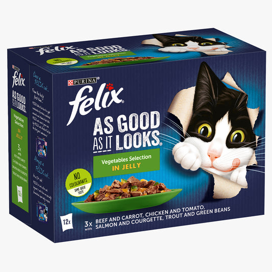 Felix As Good As it Looks Favourites Vegetable Selection Wet Cat Food in Jelly (12 x 85g)