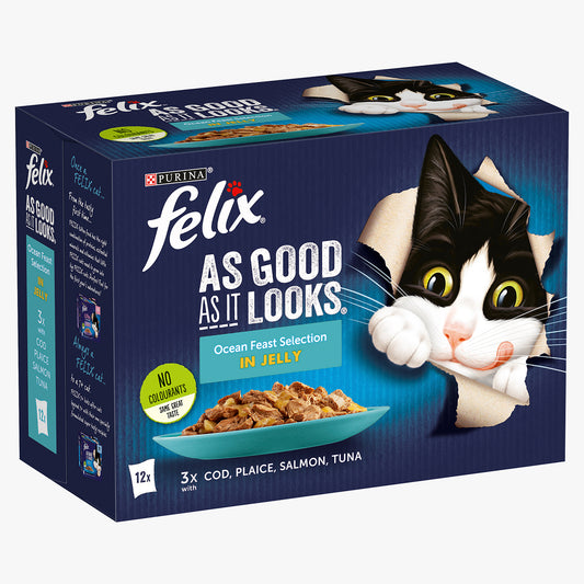 Felix As Good As it Looks Ocean Feasts Wet Cat Food in Jelly (12 x 85g)
