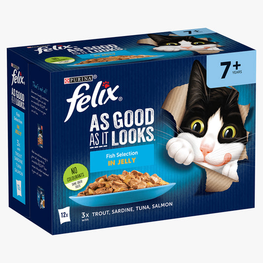 Felix As Good As it Looks Senior 7+ Fish in Jelly Wet Cat Food (12 x 85g)