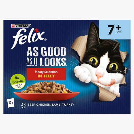 Felix As Good As it Looks Senior 7+ Meat in Jelly Wet Cat Food (12 x 85g)