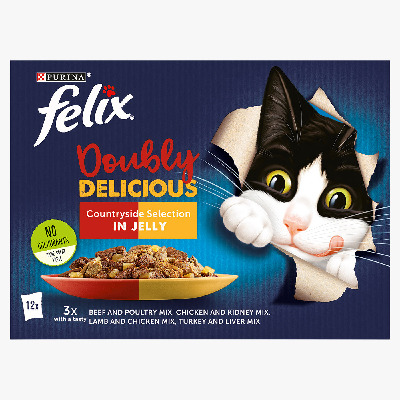 Felix Doubly Delicious Countryside Selection in Jelly Wet Cat Food (12 x 85g)
