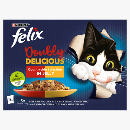 Felix Doubly Delicious Countryside Selection in Jelly Wet Cat Food (12 x 85g)