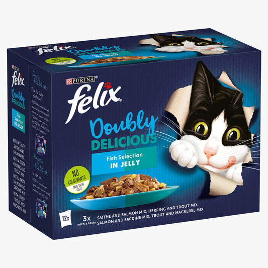 Felix Doubly Delicious Fish Selection in Jelly Wet Cat Food (12 x 85g)