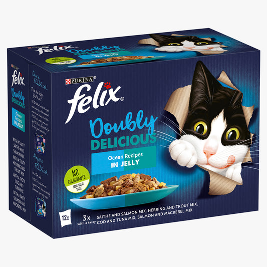 Felix Doubly Delicious Ocean Recipes in Jelly Wet Cat Food (12 x 85g)