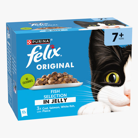 Felix Original Senior 7+ Fish Selection in Jelly Wet Cat Food (12 x 85g)