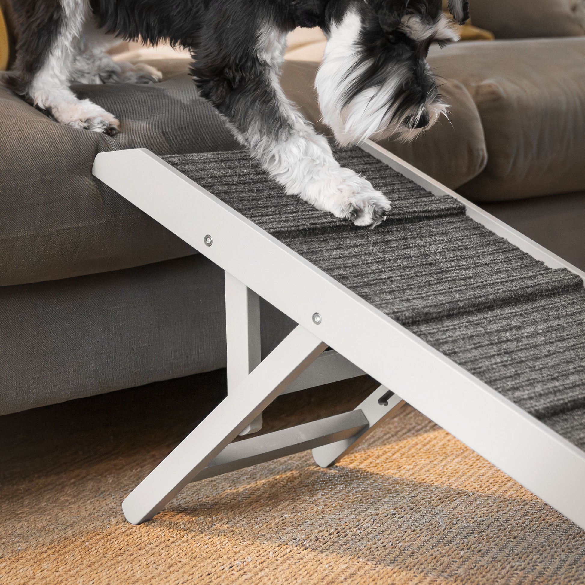 Discover the perfect pet furniture to help aid your furry friend, our super-strong dog ramp provides the ultimate comfort when climbing to join you on the couch! Featuring grooves for extra grip! Perfect for injured pets, puppy training and elderly dogs! Available now in 2 stylish colours at Lords & Labradors     