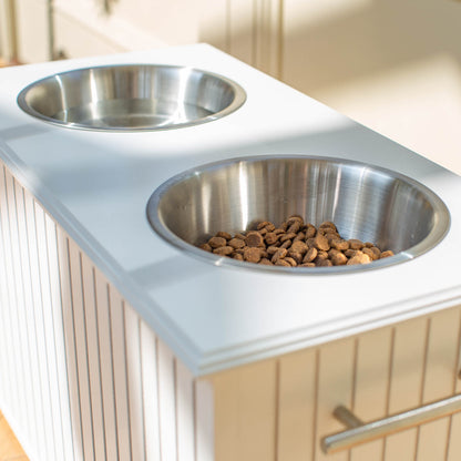 Wooden Pet Feeder in White by Lords & Labradors