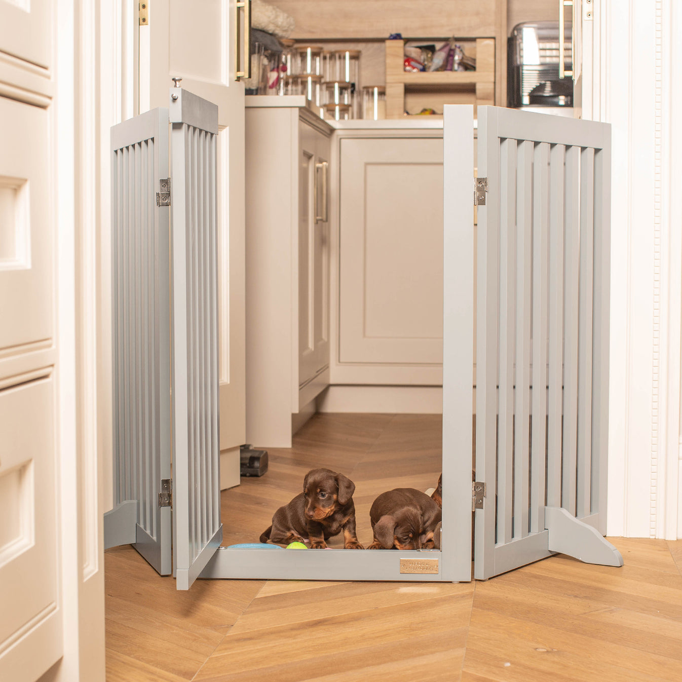 Picture of Grey Wooden Dog Gate | Dog & Puppy Gates | Lords & Labradors