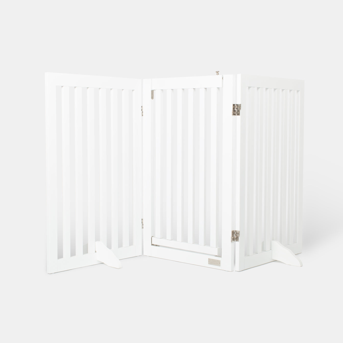 Train your new puppy with the perfect pet furniture, our super-strong wooden dog gate will ensure you set the boundaries for your furry friend, made easy to assemble featuring a walk-through gate for easy accessibility to be installed in doorways, hallways and stairs! Shop the ideal pet gate, available now in white & grey at Lords & Labradors