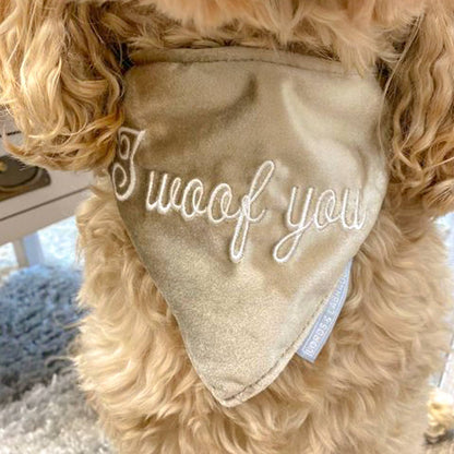 'I Woof You' Bandana in Cranberry Velvet by Lords & Labradors