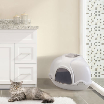 IMAC Ginger Corner Cat Litter Box for Cats White/Grey