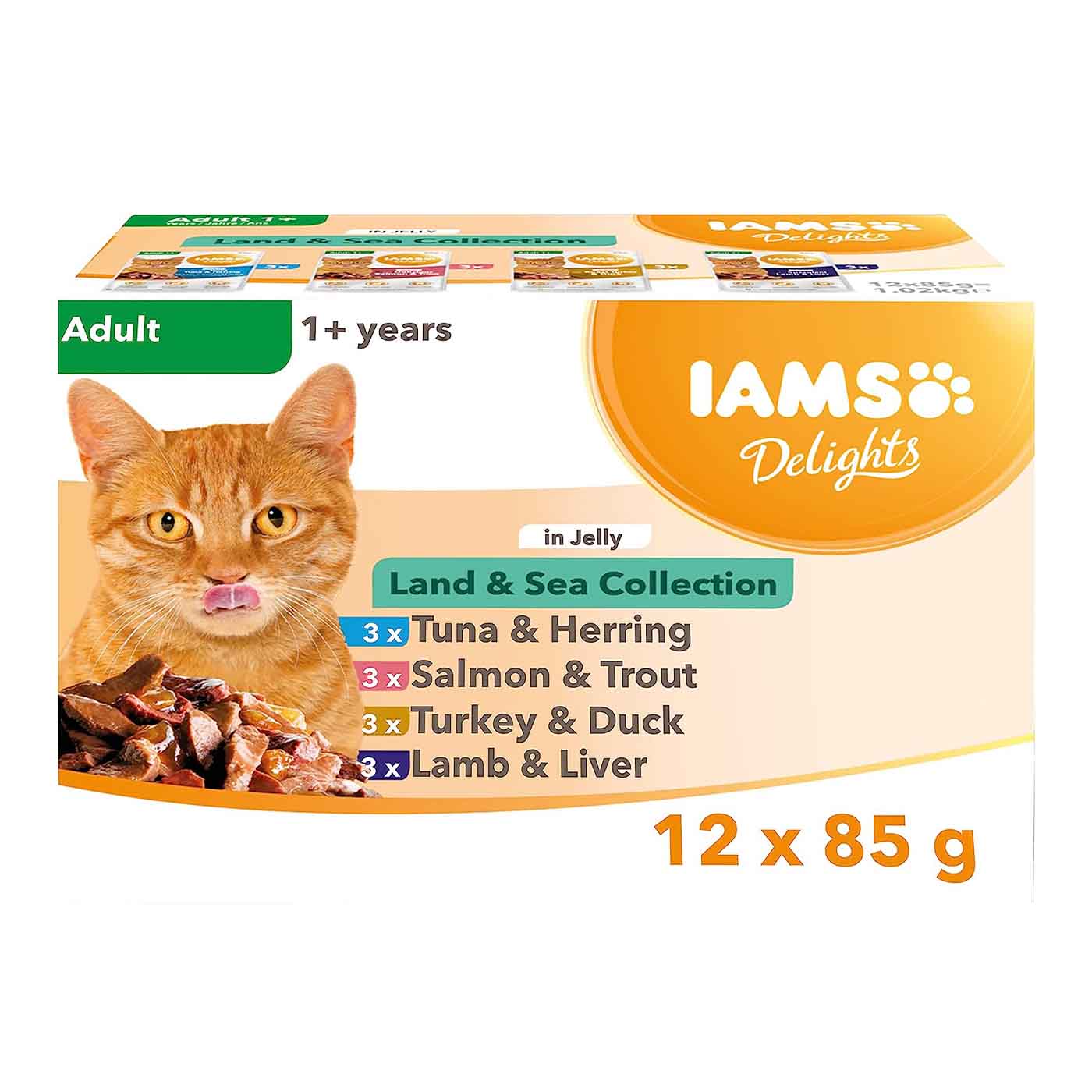 Iams Cat Delights Wet Land & Sea Collection In Jelly (12 x 85g)