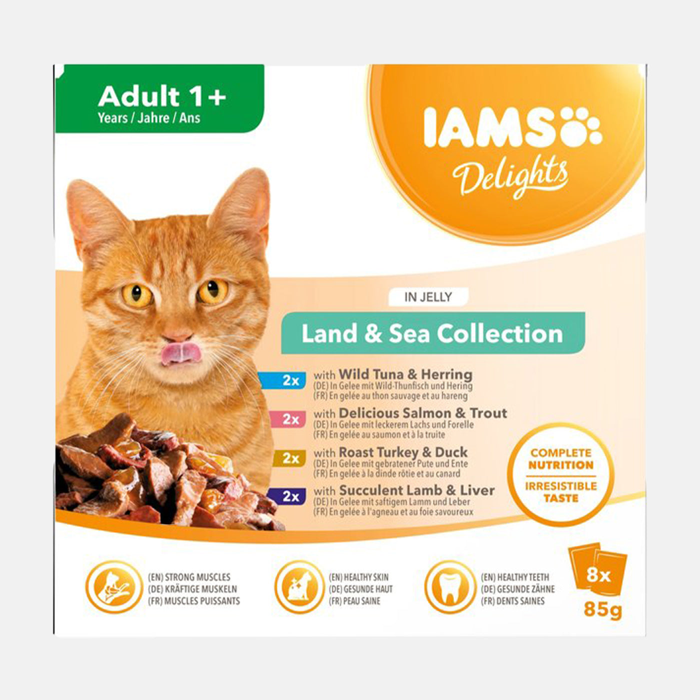 Iams Cat Delights Wet Land & Sea Collection In Jelly (8 x 85g)