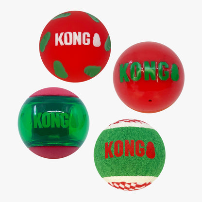 KONG Holiday Occasions Balls 4 Pack
