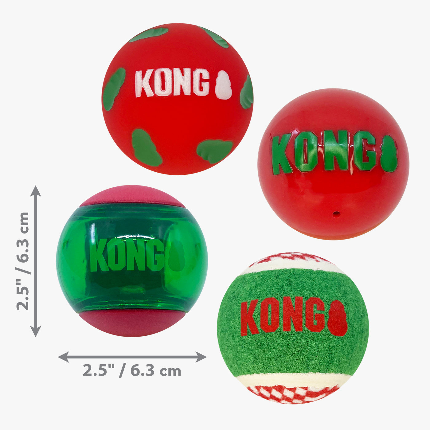 KONG Holiday Occasions Balls 4 Pack