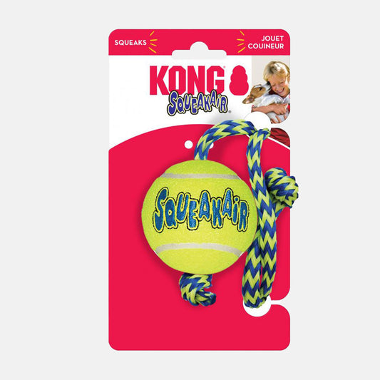 KONG SqueakAir Tennis Ball With Rope