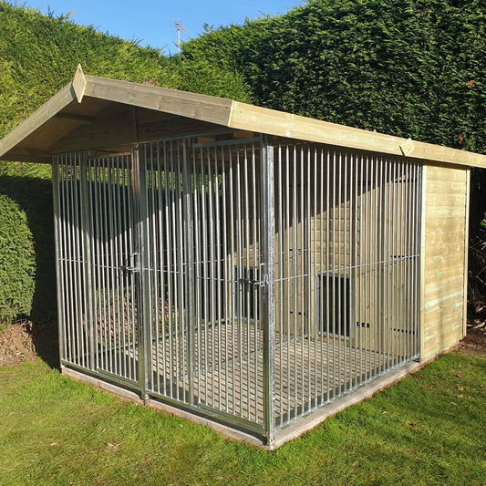 Benchmark Premium Wood Double Dog Kennel with Apex Roof 8 x 10ft