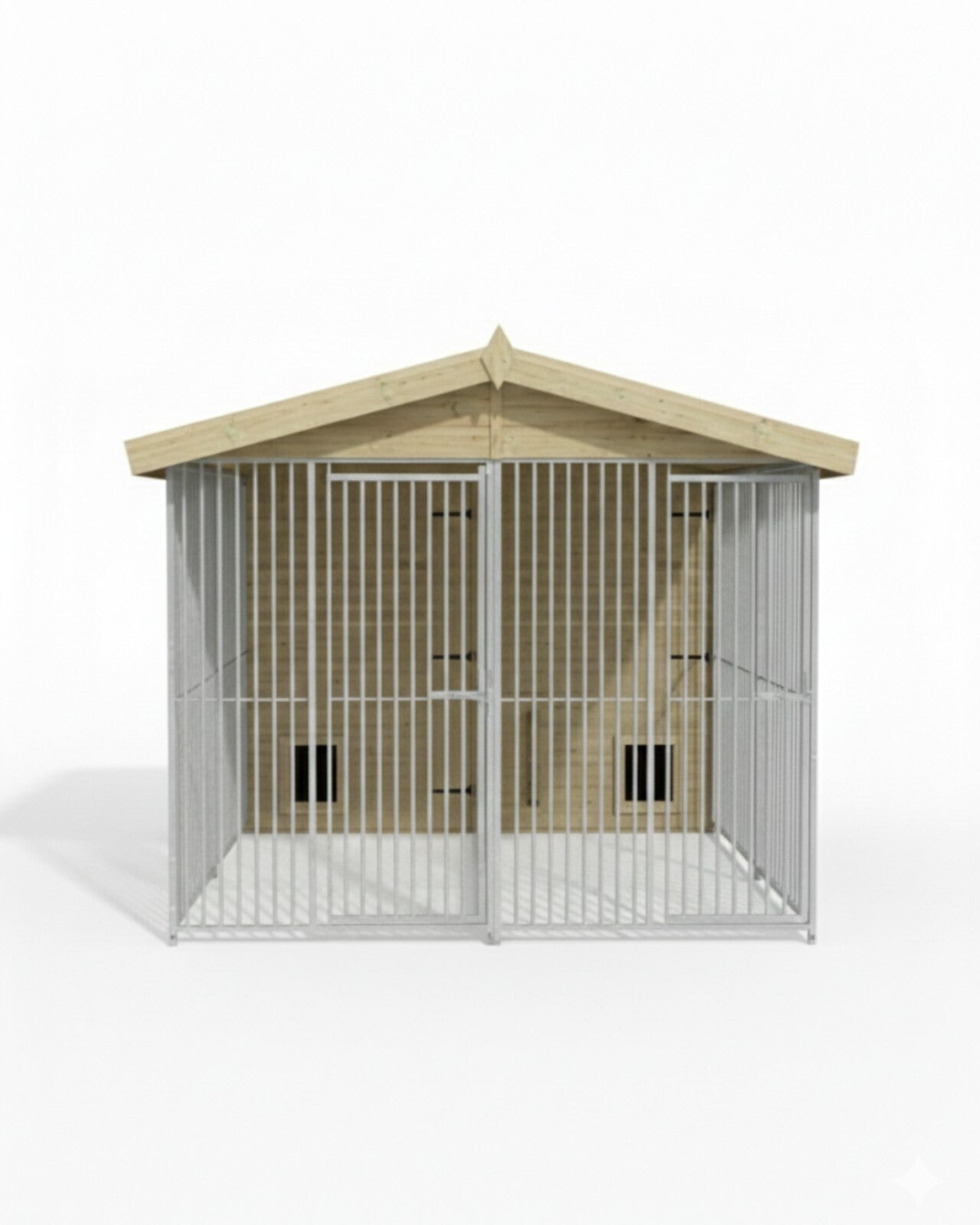 Benchmark Kennels Premium Double Wooden Dog Kennel - 8 x 10ft