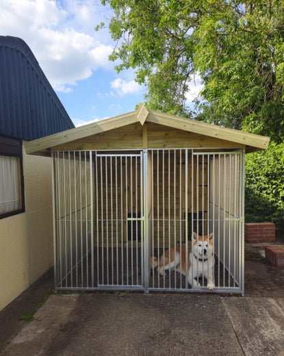 Benchmark Kennels Premium Double Wooden Dog Kennel - 8 x 10ft