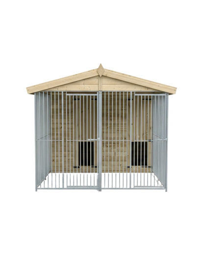 Benchmark Kennels Premium Double Wooden Dog Kennel - 8 x 8ft
