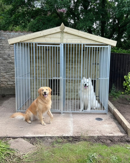 Benchmark Kennels Premium Double Wooden Dog Kennel - 8 x 8ft
