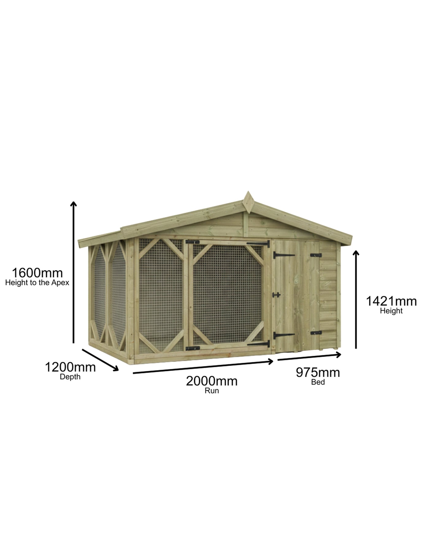Benchmark Kennels Single Classic Wooden Dog Kennel - 10 x 4ft