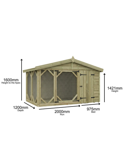 Benchmark Kennels Single Classic Wooden Dog Kennel - 10 x 4ft