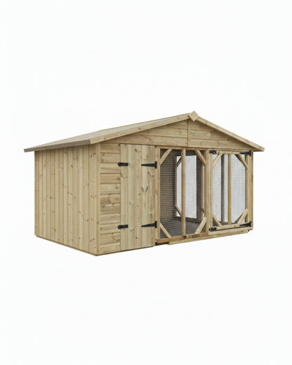 Benchmark Kennels Single Classic Wooden Dog Kennel - 10 x 4ft