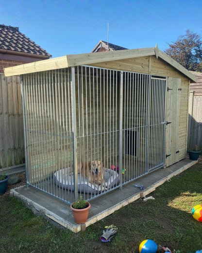 Benchmark Premium Wood Single Dog Kennel with Apex Roof 10 x 4ft