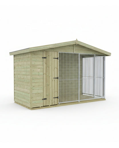Benchmark Premium Wood Single Dog Kennel with Apex Roof 10 x 4ft