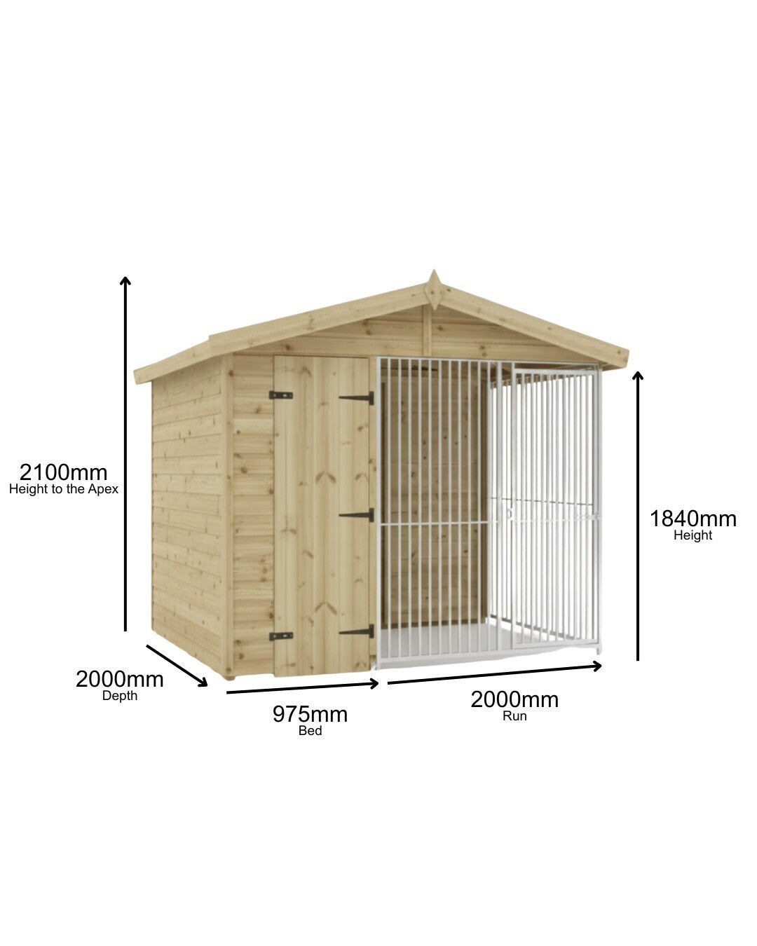 Benchmark Kennels Single Premium Wooden Dog Kennel - 10 x 6.5ft