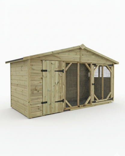 Benchmark Kennels Single Premium Wooden Dog Kennel - 12 x 4ft