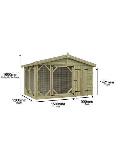 Benchmark Kennels Single Classic Wooden Dog Kennel - 8 x 4ft