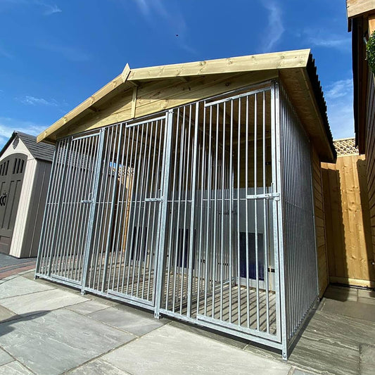 Benchmark Premium Wood Triple Dog Kennel with Apex Roof 10 x 8ft