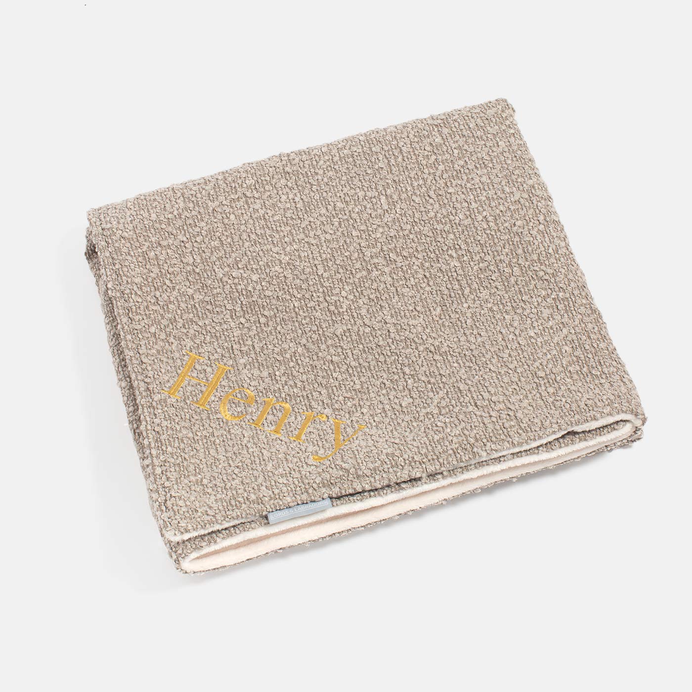 Discover Our Luxurious Dog Blanket In Luxury Mink Bouclé Super Soft Sherpa & Teddy Fleece Lining, The Perfect Blanket For Puppies, Available To Personalise And In 2 Sizes Here at Lords & Labradors