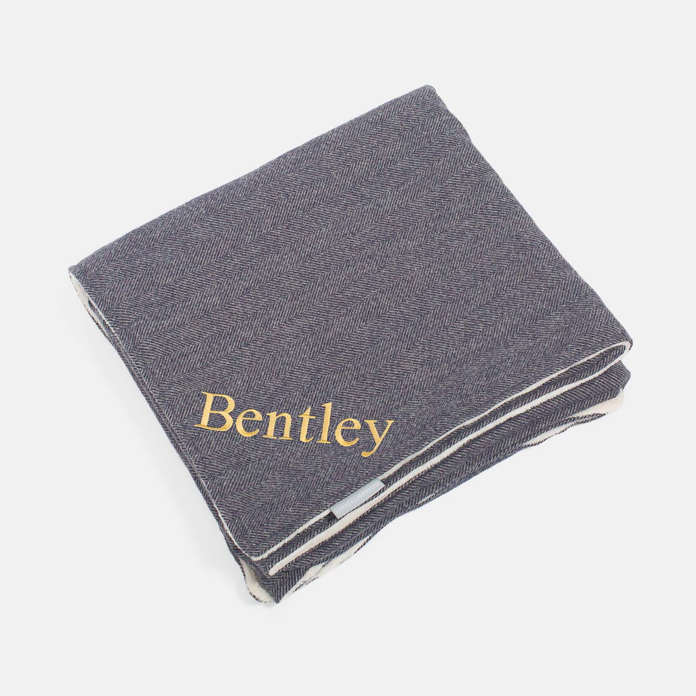 Discover Our Luxurious Oxford Herringbone Tweed Dog Blanket With Super Soft Sherpa & Teddy Fleece, The Perfect Blanket For Puppies, Available To Personalise And In 2 Sizes Here at Lords & Labradors