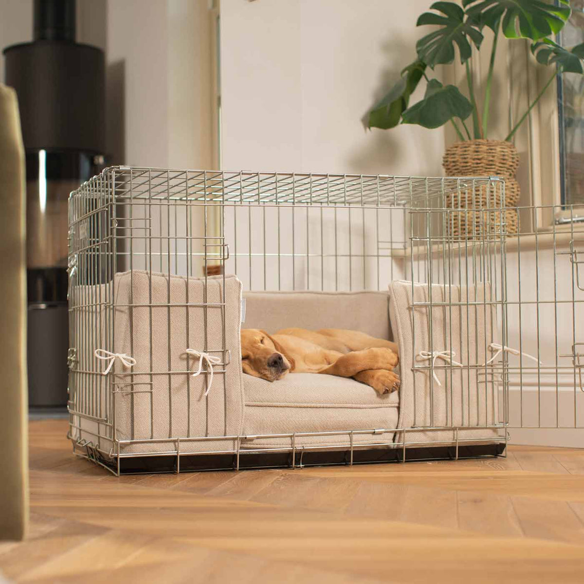 Picture of Natural Herringbone Crate Bumper | Dog Crate Bedding | Lords & Labradors