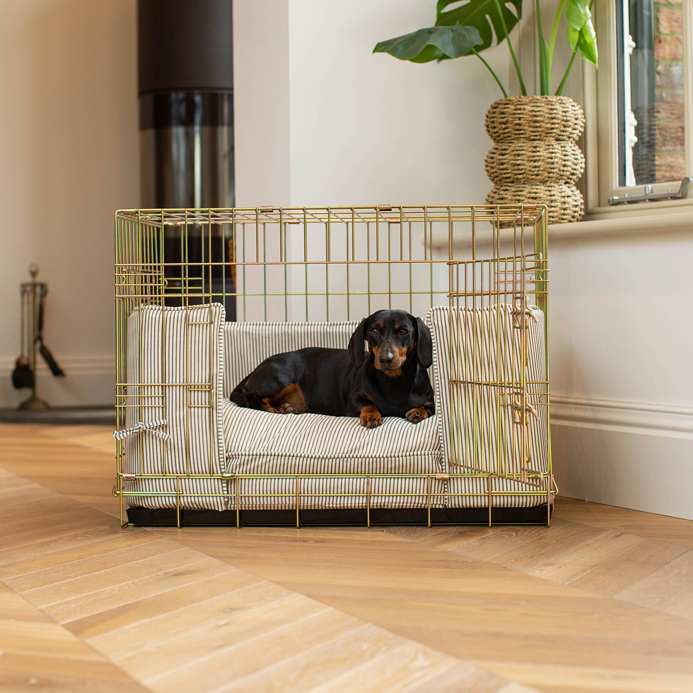 Luxury Heavy Duty Dog Crate, In Stunning Regency Stripe Crate Set, The Perfect Dog Crate Set For Building The Ultimate Pet Den! Dog Crate Cover Available To Personalise at Lords & Labradors