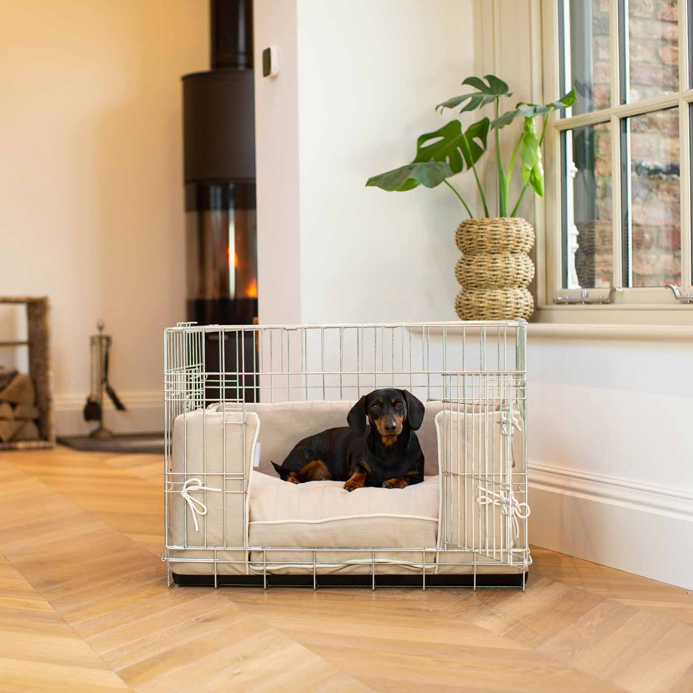 [colour:savanna oatmeal] Accessorise your dog crate with our stunning bumper covers, choose from our Savanna collection! Made using luxury fabric for the perfect crate accessory to build the ultimate dog den! Available now in 3 colours and sizes at Lords & Labradors