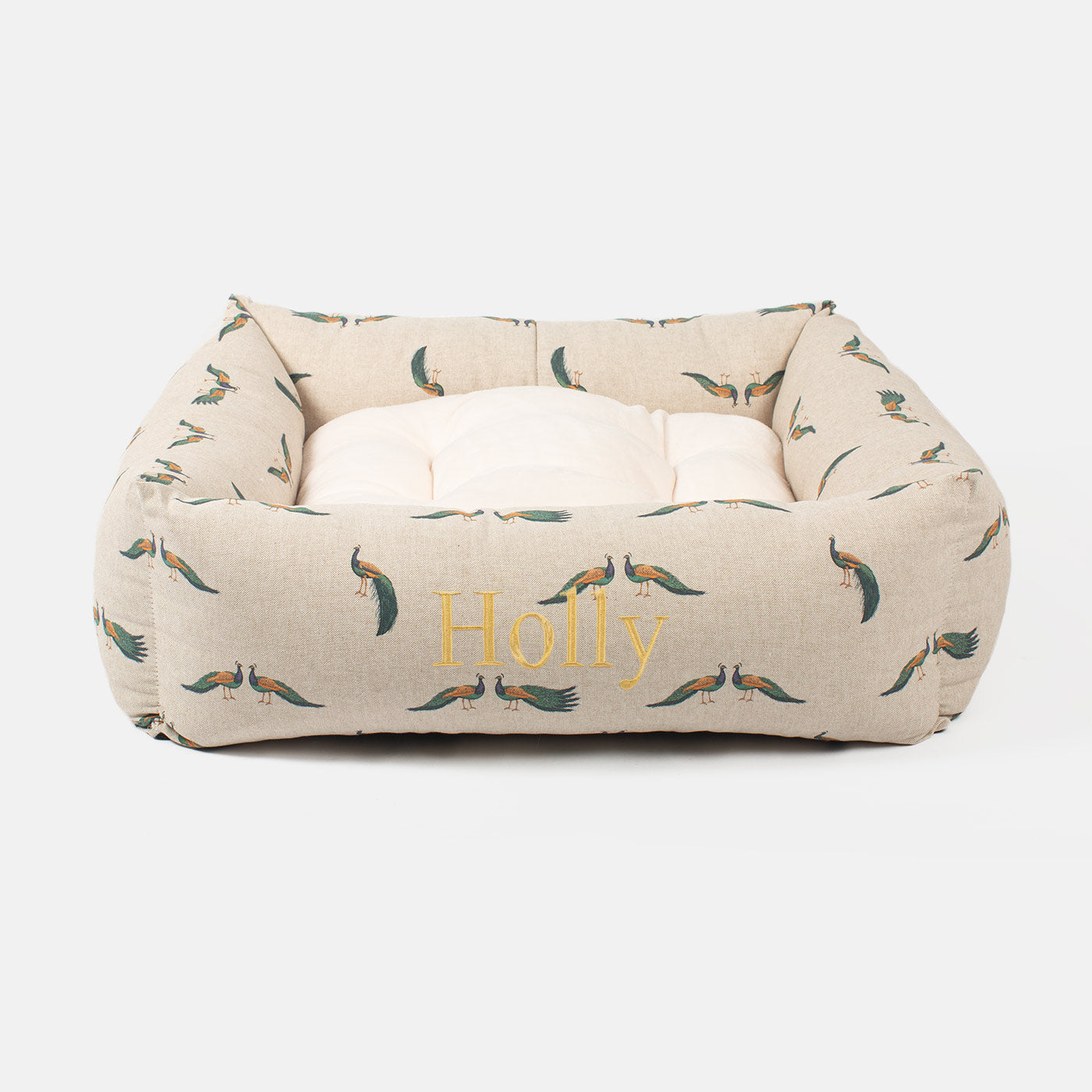 [colour:woodland peacock] Luxury Handmade Box Bed For Dogs in Woodland, in Woodland Peacock. Perfect For Your Pets Nap Time! Available To Personalise at Lords & Labradors