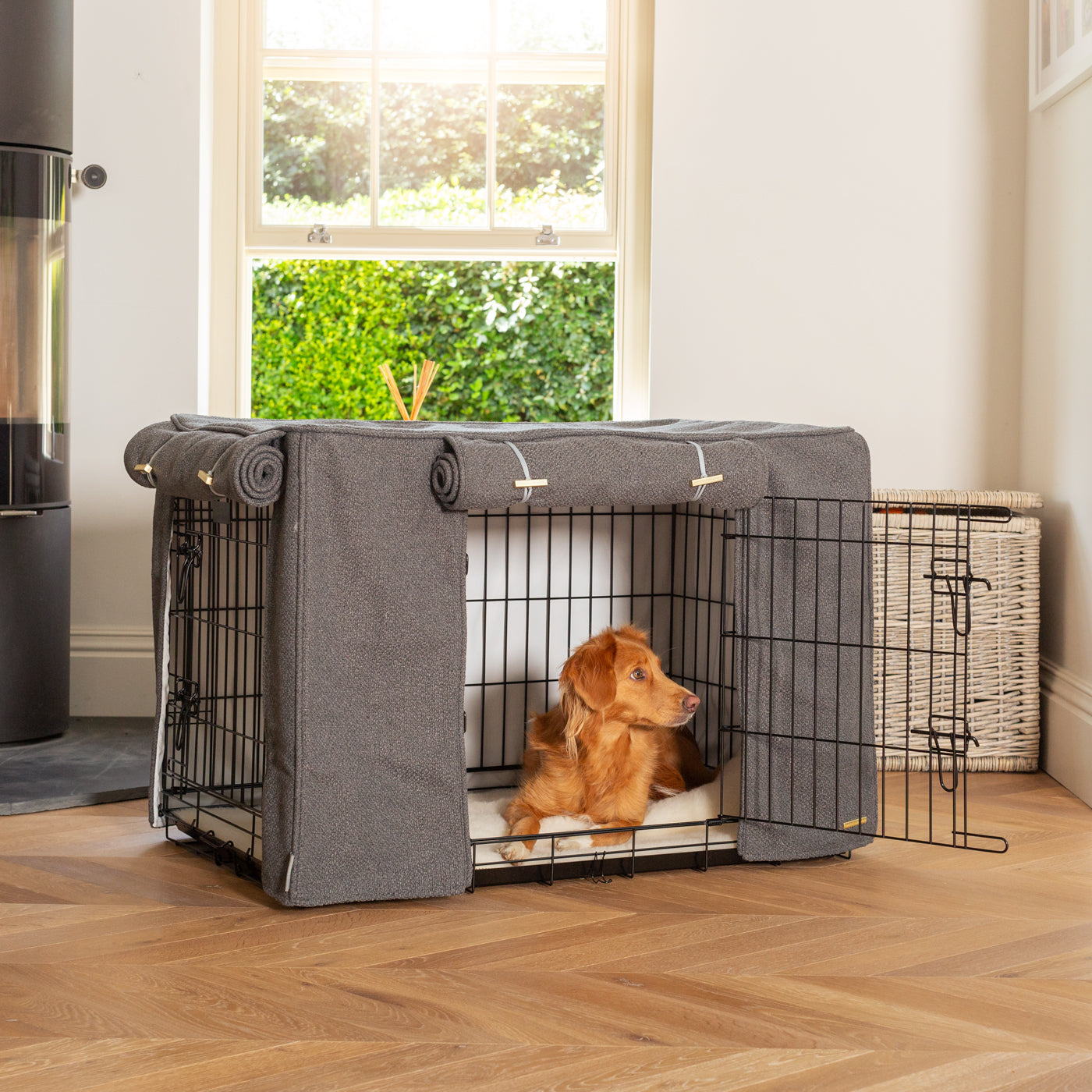 Herdwick Graphite Dog Crate and Crate Cover Crate Bedding
