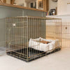 Gold Dog Crate with Cosy & Calming Puppy Crate Bed in Balmoral Natural Tweed by Lords & Labradors