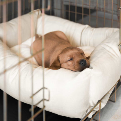 Cosy & Calm Puppy Crate Bed, The Perfect Dog Crate Accessory For The Ultimate Dog Den! In Stunning Savanna Bone! Available To Personalise at Lords & Labradors 
