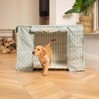 Dog Crate Cover in Duck Egg Spot Cotton by Lords & Labradors