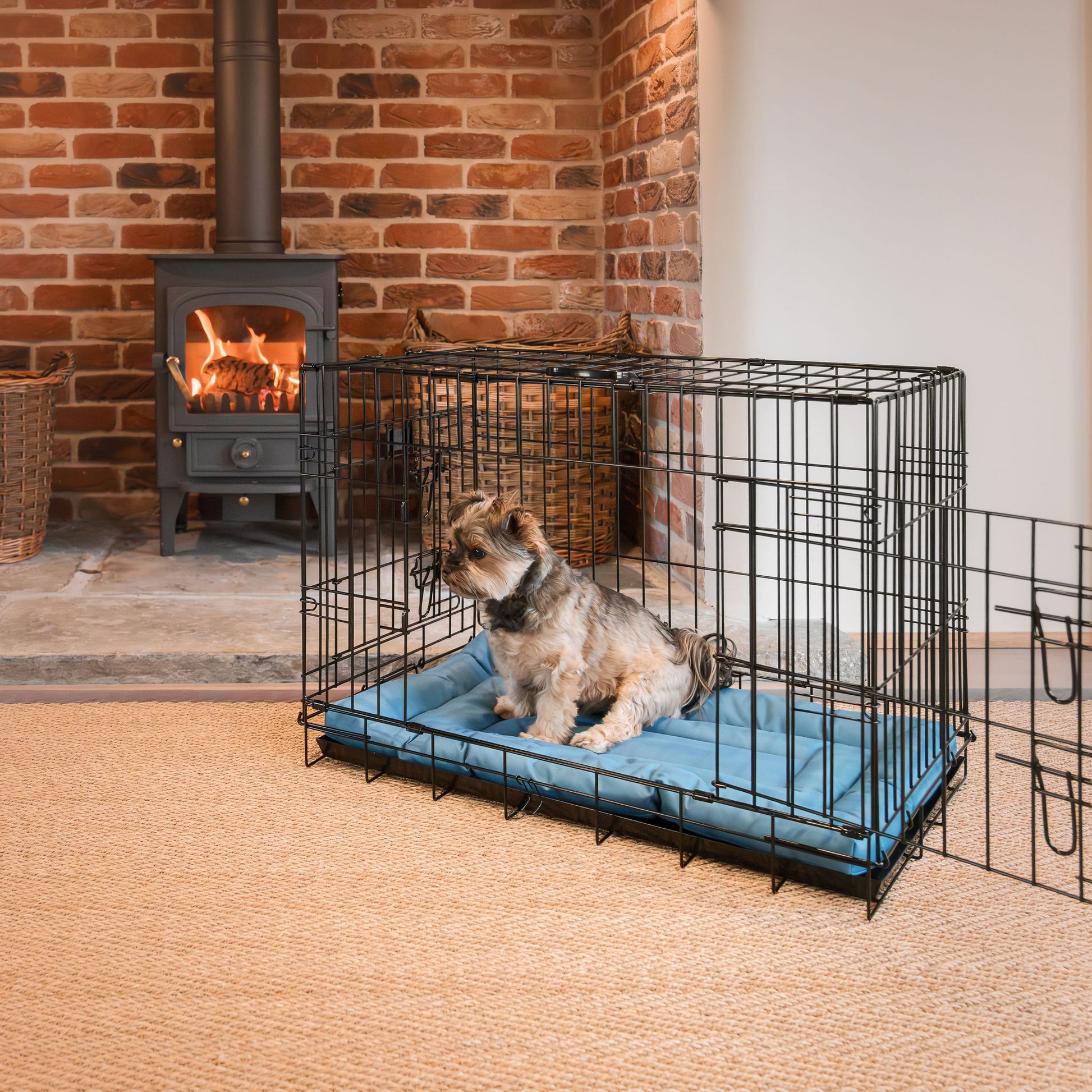 Luxury Dog Crate Maze Mat, in Ocean. Padded For Extra Comfort And Compatibile With Lords & Labradors Metal Dog Crates, Available Now!