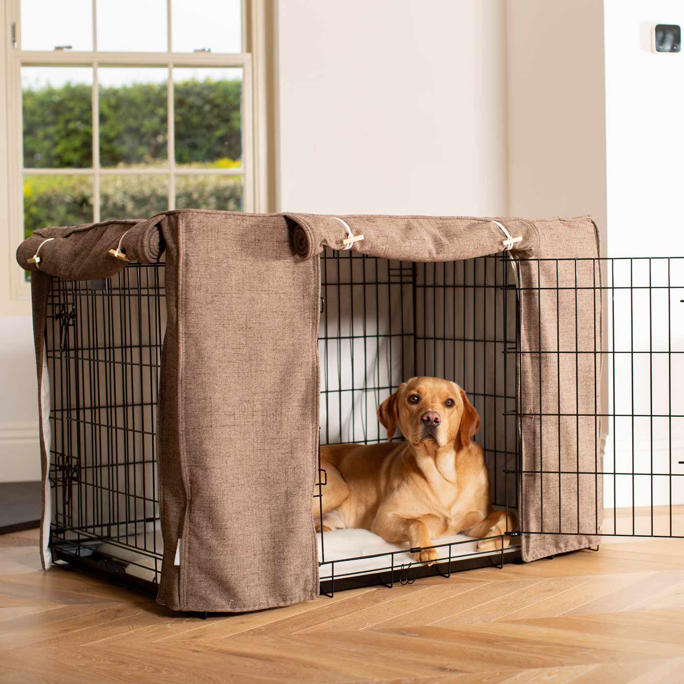 Dog Crate with Crate Cover in Inchmurrin Umber by Lords & Labradors
