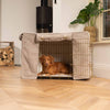 Gold Dog Crate with Mink Bouclé Crate Cover by Lords & Labradors