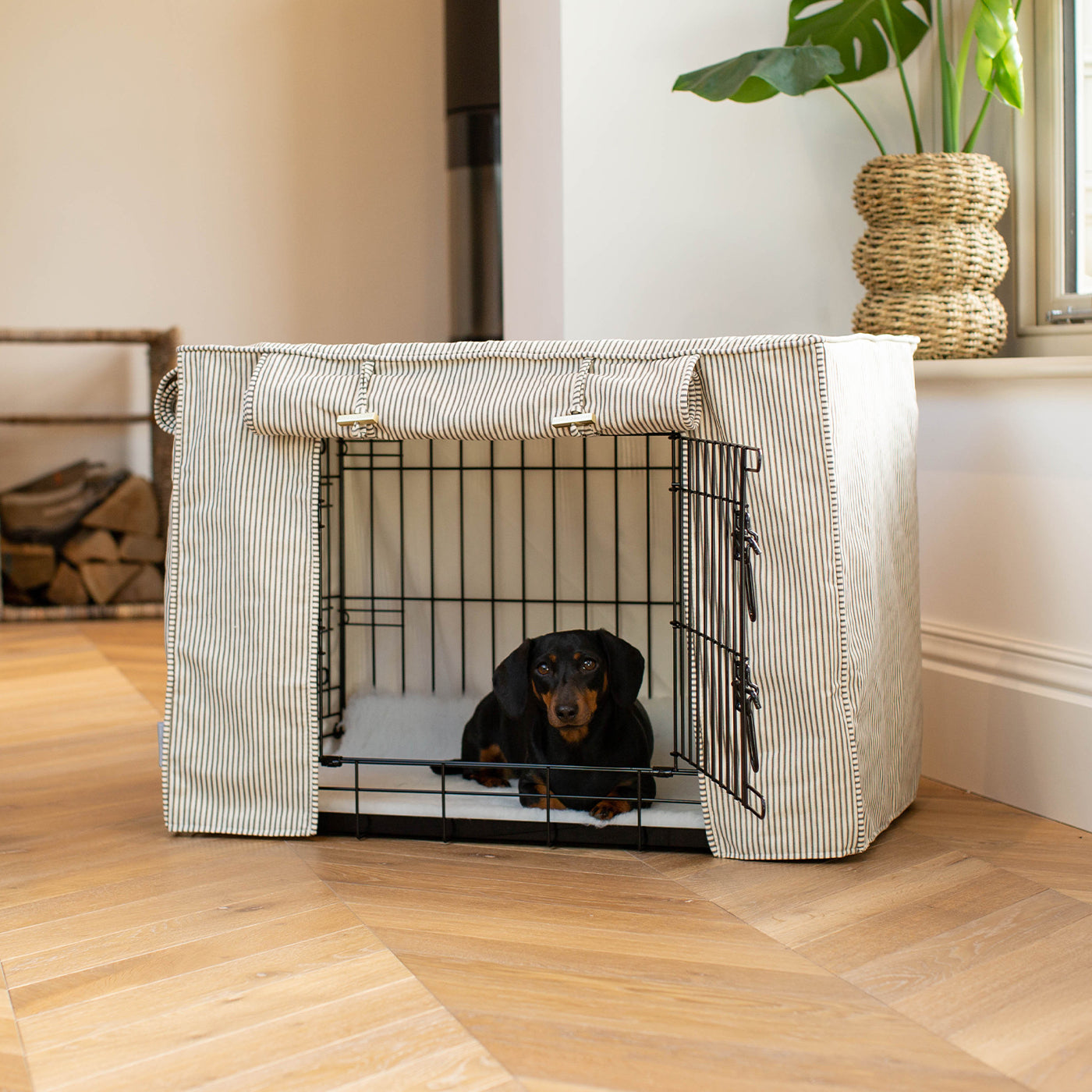 Luxury Dog Crate Cover, Regency Stripe Crate Cover The Perfect Dog Crate Accessory, Available To Personalise Now at Lords & Labradors