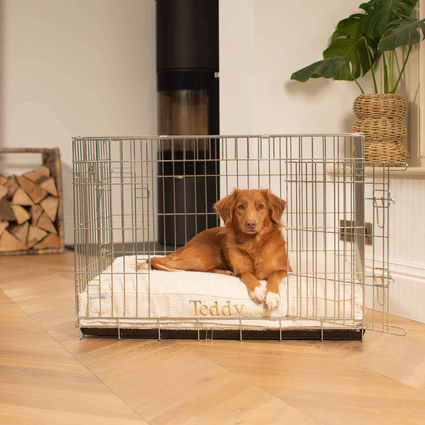 Luxury Dog Crate Cushion, Ivory Bouclé Crate Cushion The Perfect Dog Crate Accessory, Available To Personalise Now at Lords & Labradors